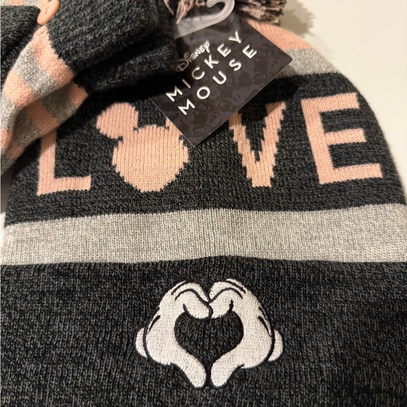 Disney Mickey Mouse Black and Pink Hat and Gloves Set - Picture 3 of 3